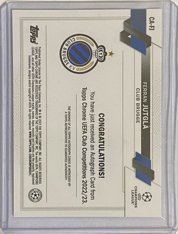 2022 Topps Chrome UEFA Club Competitions Ferran Jutglà RC Auto #CA-FJ Brugge view 2