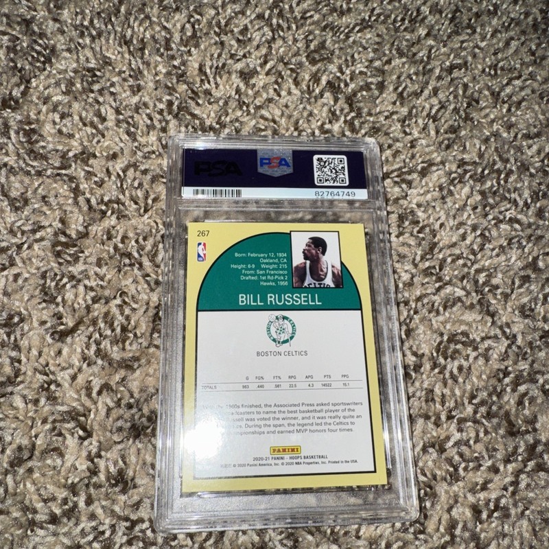 POP 3 PSA 10 BILL RUSSELL 2020 PANINI HOOPS SILVER PRIZM REFRACTOR  CELTICS HOF view 2