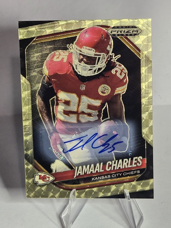 2025 Panini Prizm Black Jamaal Charles Gold Vinyl /5 Autograph 5/5 Bookend Auto