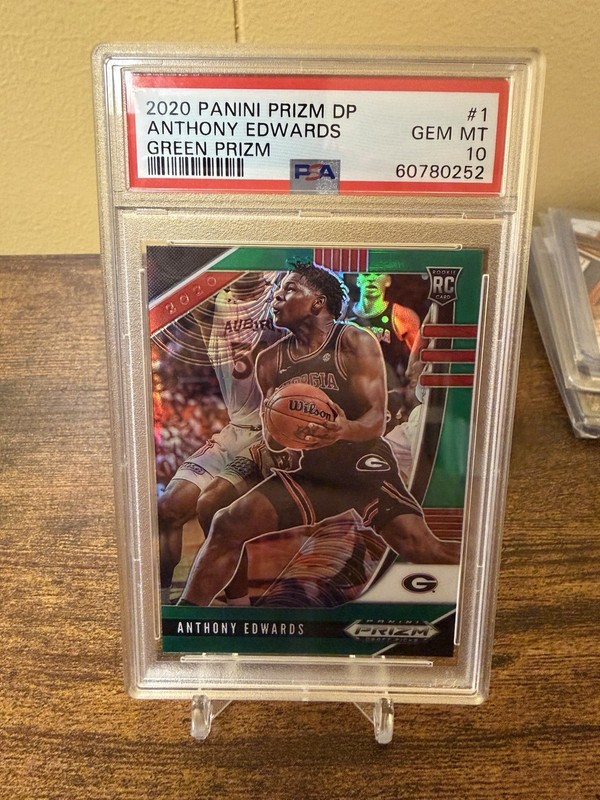 2020-21 Panini Prizm DP Anthony Edwards #1 Green Prizm Rookie PSA 10 GEM MINT