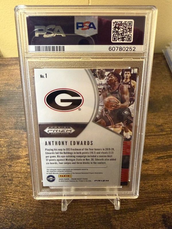 2020-21 Panini Prizm DP Anthony Edwards #1 Green Prizm Rookie PSA 10 GEM MINT view 2