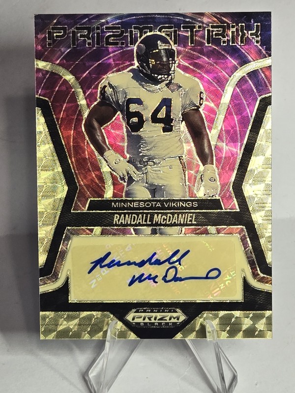 2025 Prizm Black Prizmatrix Randall McDaniel Gold Vinyl Auto 5 /5 Bookend 🔥👀
