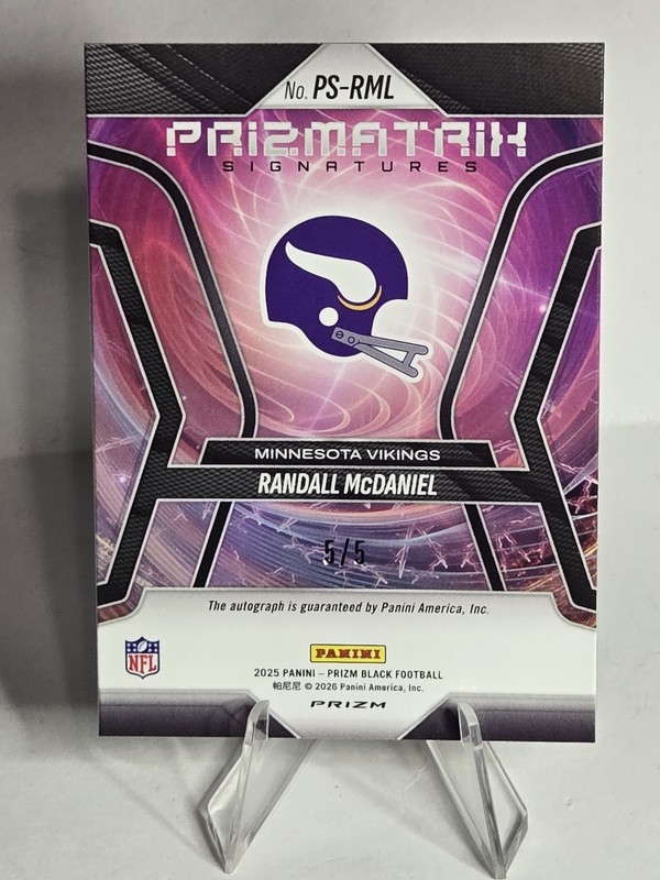 2025 Prizm Black Prizmatrix Randall McDaniel Gold Vinyl Auto 5 /5 Bookend 🔥👀 view 2