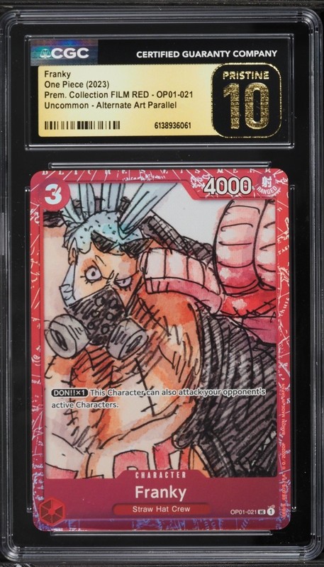 CGC PRISTINE 10 ENGLISH Franky One Piece Red Film Promo Holo OP01-021 Alt Art