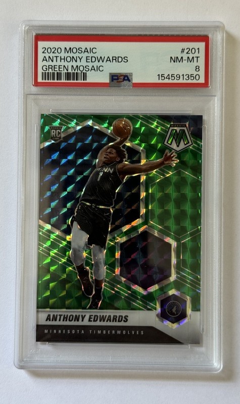 Anthony Edwards PSA 8 Rookie 2020-21 Panini Green Mosaic Prizm #201 (RC)