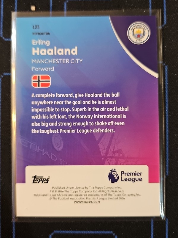 2025-26 Topps Chrome EPL Erling Haaland Refractor #125 Golden Boot Buyback! view 2