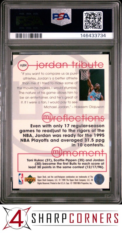 1998 UPPER DECK MICHAEL JORDAN TRIBUTE MJ REFLECTIONS #MJ84 HOF PSA 9