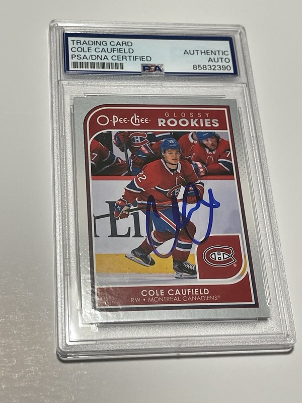 Cole Caufield Signed Card OPC Glossy Rookies Slabbed PSA DNA PSA/DNA IP Auto a