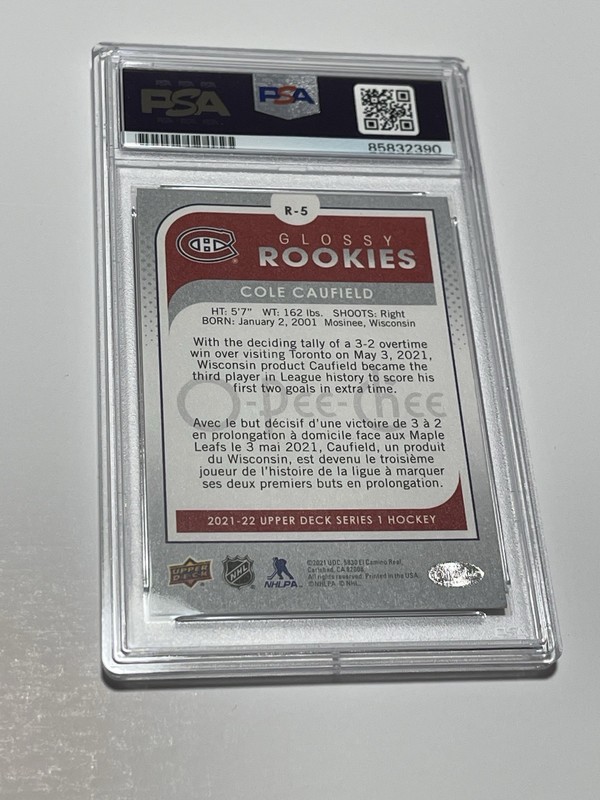 Cole Caufield Signed Card OPC Glossy Rookies Slabbed PSA DNA PSA/DNA IP Auto a view 2