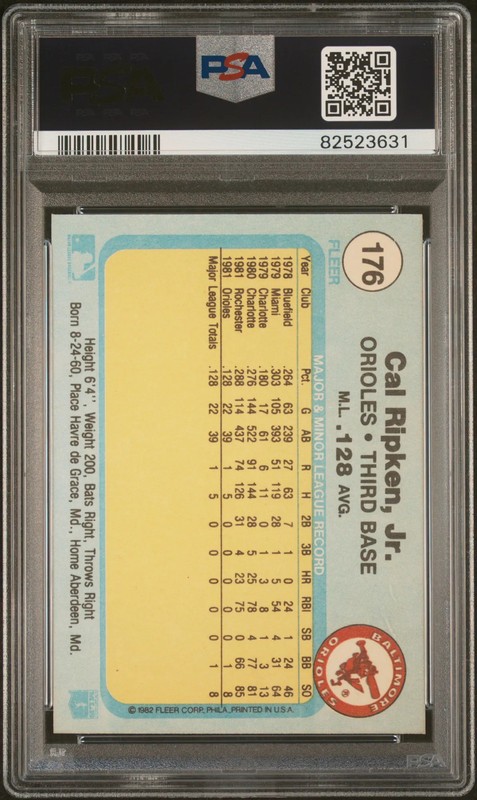 1982 Fleer Cal Ripken JR. #176 PSA 9 view 2