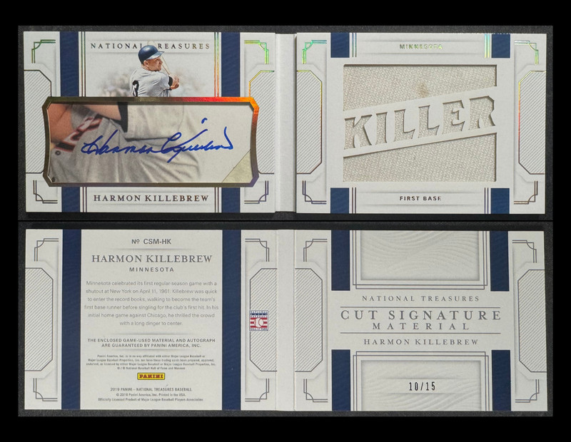 2019 Panini National Treasures /15 Harmon Killebrew cut auto HOF