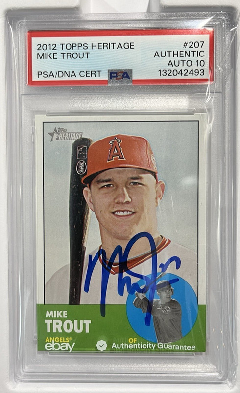 Mike Trout Los Angeles Angels Signed 2012 Topps Heritage #207 Auto PSA/DNA 10