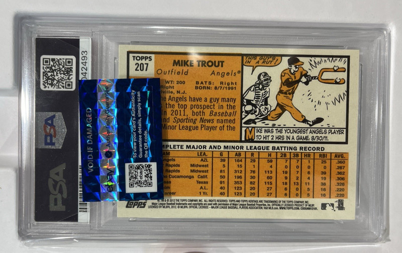 Mike Trout Los Angeles Angels Signed 2012 Topps Heritage #207 Auto PSA/DNA 10 view 2