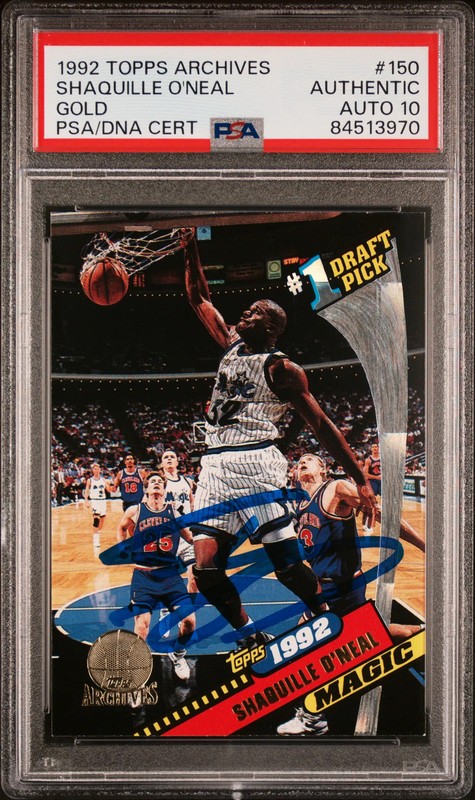 1992 Topps Archives Shaquille O'Neal #150 Gold PSA A Auto 10