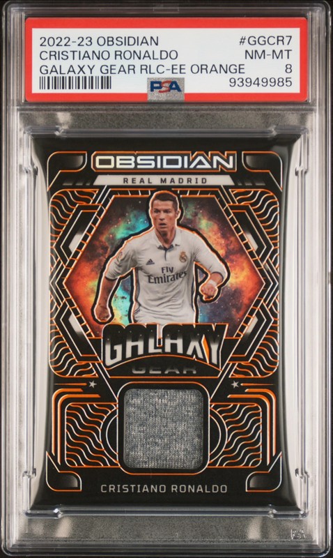 2022-23 Panini Obsidian Galaxy Gear Cristiano Ronaldo #GGCR7 Game Worn PSA 8