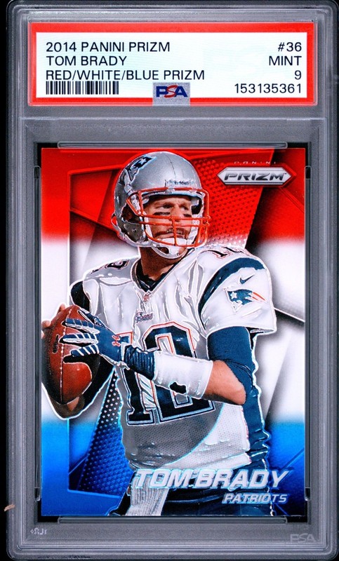 2014 Panini Prizm Tom Brady Red/White/Blue #36 PSA 9 Mint
