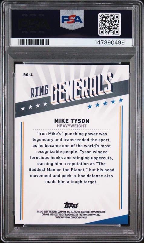 2024 Topps Chrome Boxing Mike Tyson #RG-4 Ring Generals PSA 10 Gem Mint view 2