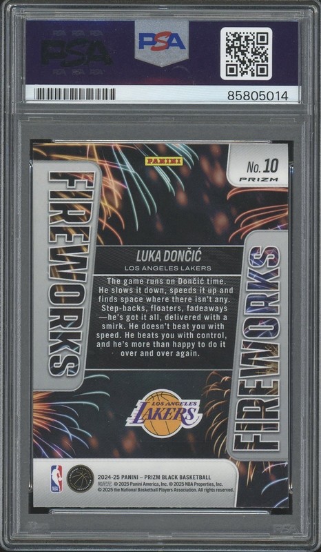 2024-25 Panini Prizm Black #10 Luka Doncic Signed Silver Fireworks PSA/DNA AUTO  view 2