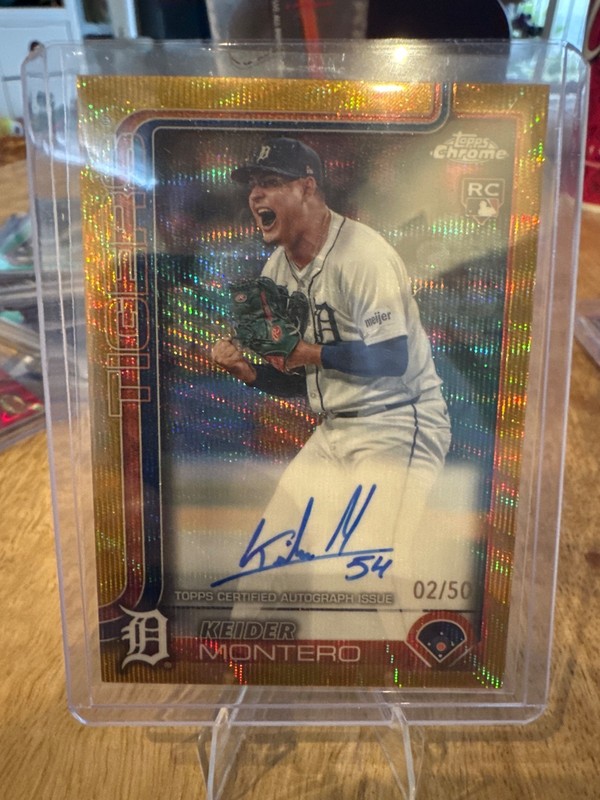 Keider Montero 2025 Topps Chrome Update Gold Wave Rookie Auto /50 Tigers!