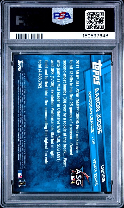 Aaron Judge 2017 Topps Update #US166 Throwing PSA 9 Rookie view 2