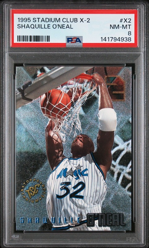 1995-96 Topps Stadium Club X-2 Shaquille O'Neal PSA 8 Orlando Magic #X2