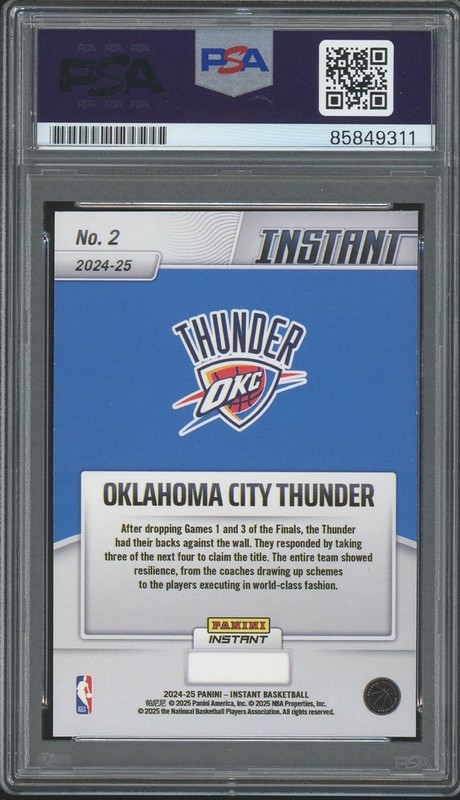 2024-25 Panini Instant #2 Sam Presti & Mark Daigneault NBA CHAMPIONS PSA AUTO view 2