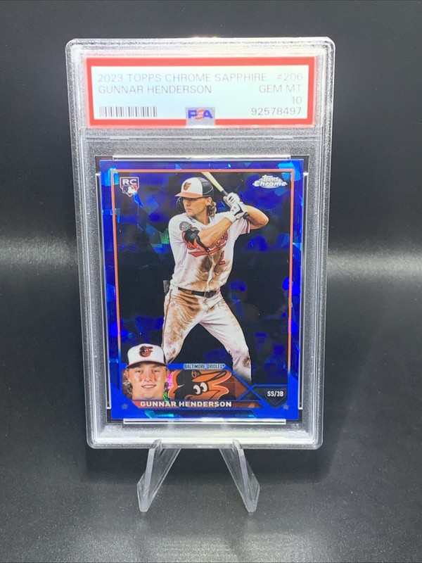 2023 Topps Chrome Sapphire GUNNAR HENDERSON #206 RC PSA 10 Rookie GEM MT Orioles