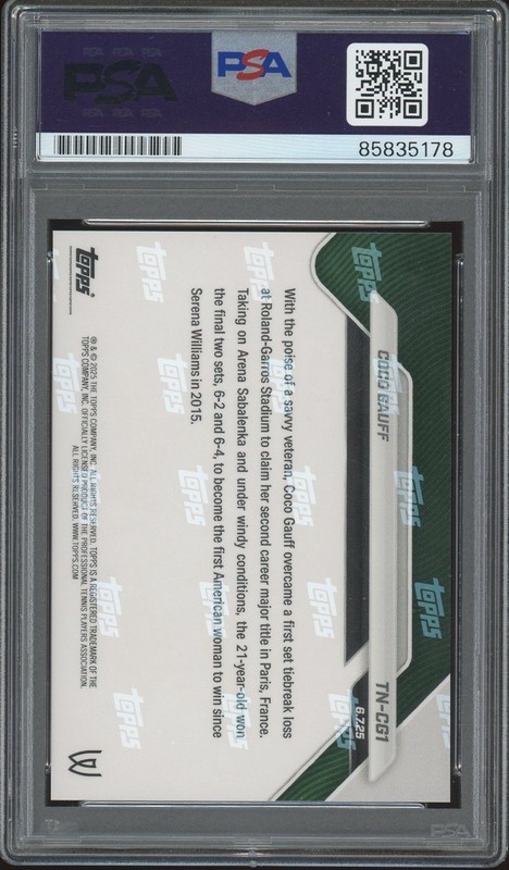 2025 Topps Now Tennis #TN-CG1 Coco Gauff Signed French Open Champion PSA AUTO 10 view 2