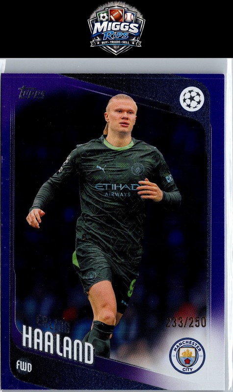 2025-26 Topps UEFA Club Competitions - Purple Foil #181 Erling Haaland #/250