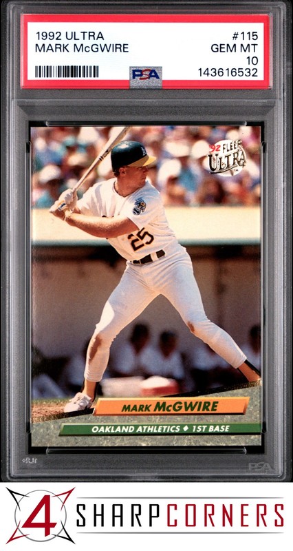 1992 ULTRA #115 MARK McGWIRE ATHLETICS PSA 10