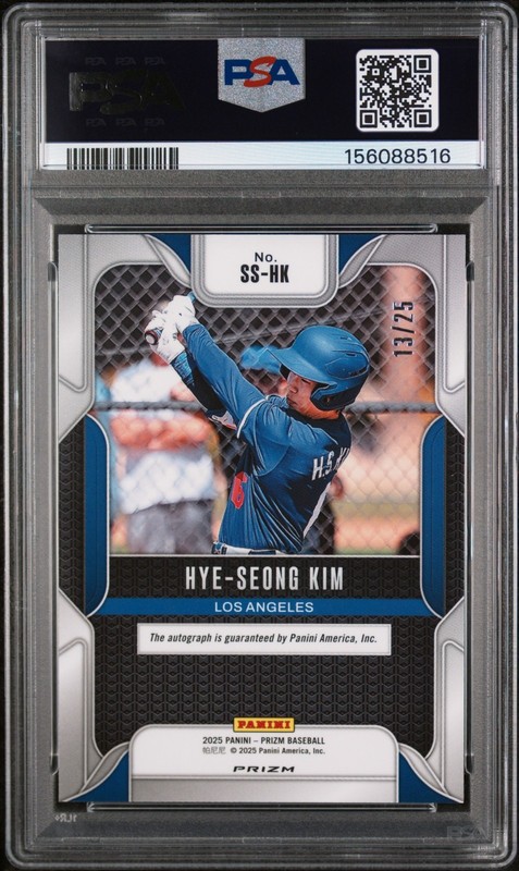 2025 Panini Prizm Sensational Signatures Hye Seong Kim #/25 RC Auto PSA 10 POP 2 view 2
