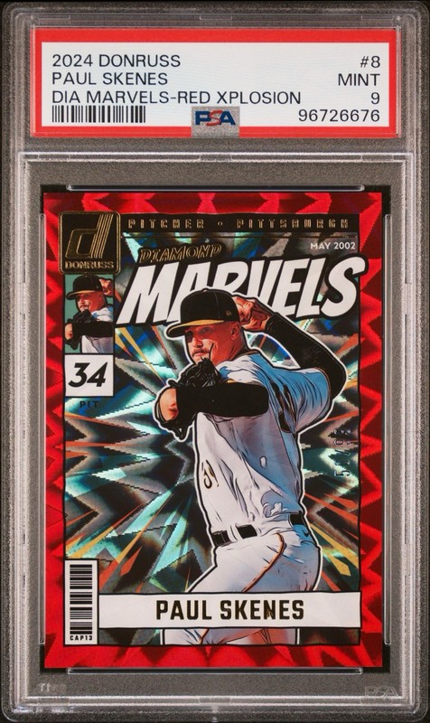 2024 Panini Donruss - Diamond Marvels Paul Skenes #8 Red Xplosion /99 (RC) PSA 9