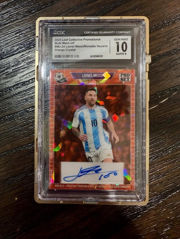 CGC 10 - 2024 Leaf Collective LIONEL MESSI RONALDO NAZARIO #/7 Auto WC!