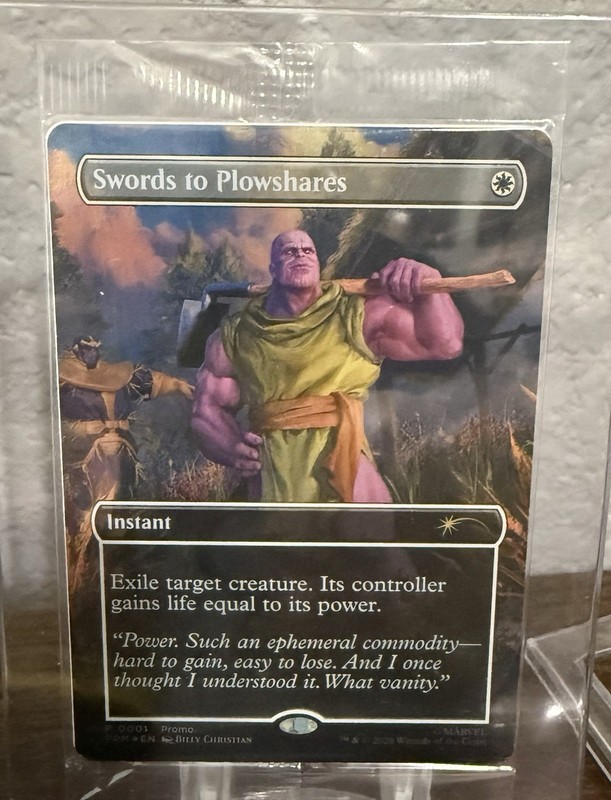 THANOS MtG PSA Promo Swords to Plowshares Marvel in hand. Ships immediately!