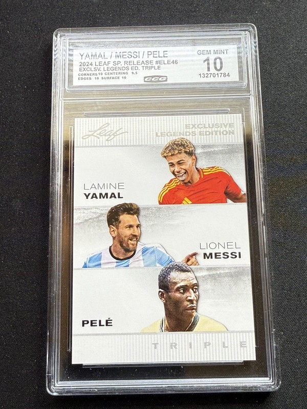 Lamine Yamal / Lionel Messi / Pele 2024 Leaf Triple Legends CCG 10 yamal RC