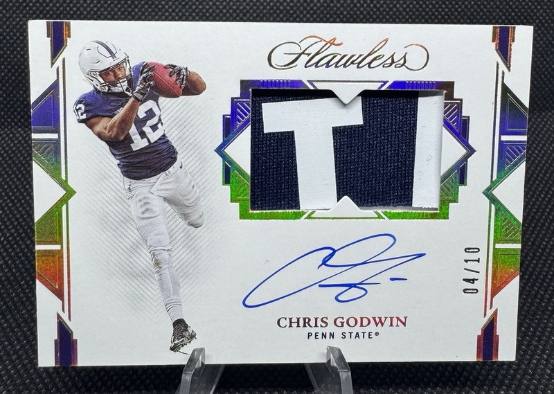2022 Panini Flawless Collegiate Chris Godwin /10 Gold Auto Penn State Worn