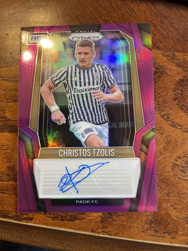 2026 Panini Prizm FIFA Christos Tzolis Auto Purple /25 Refractor