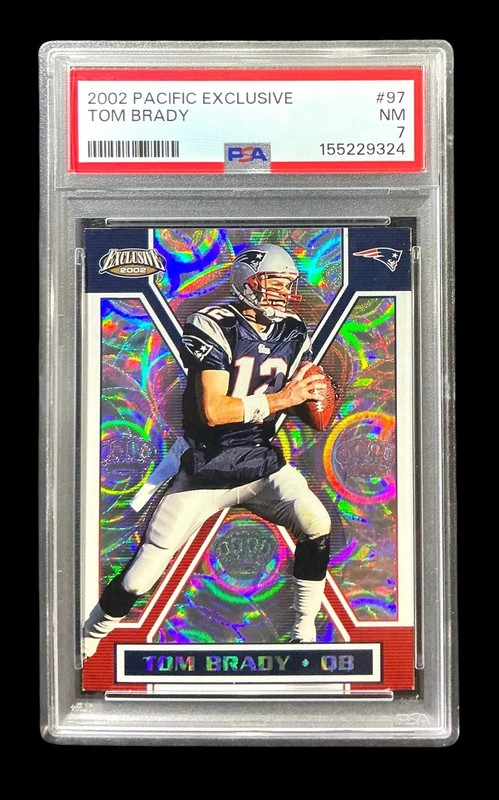 2002 pacific exclusive #97 tom brady; silver SP holo foil  PSA 7  * EYE APPEAL