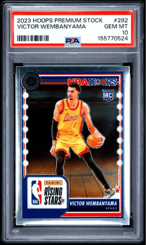 Graded 2023 Hoops Premium Stock Victor Wembanyama #282 Rookie RC Card PSA 10