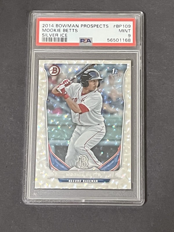 2014 Bowman Mookie Betts 1st Prospect Silver Ice Rookie RC #BP109 PSA 9 Mint