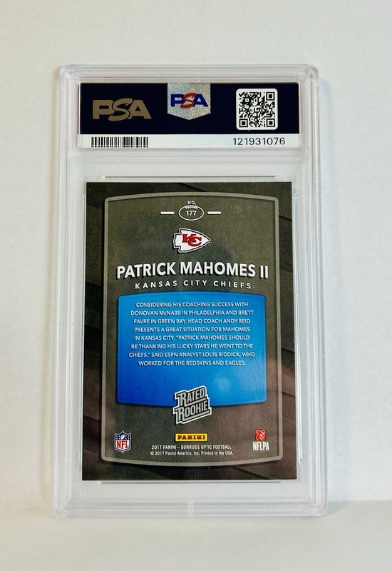 2017 Panini Donruss Optic Rated Rookies Patrick Mahomes II #177 Rookie **PSA 9** view 2
