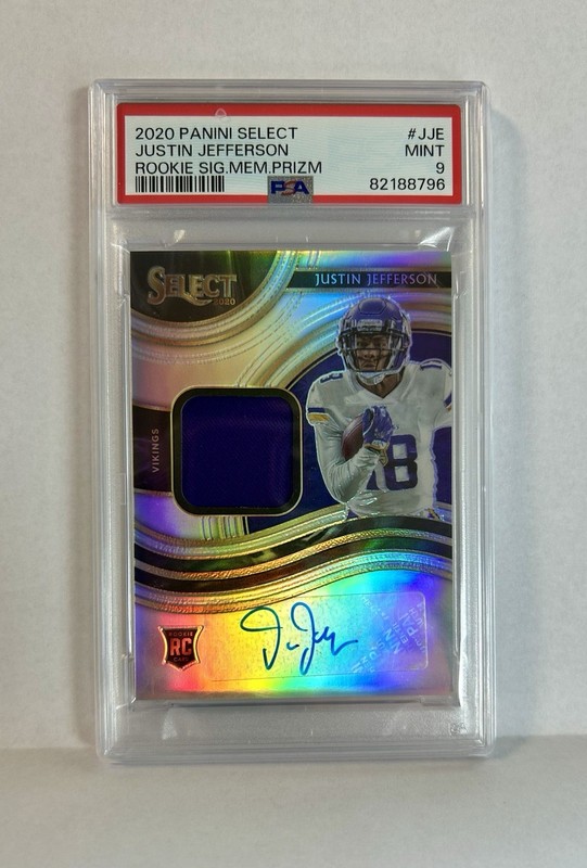 2020 Panini Select Rookie Signature Justin Jefferson /199 #RSM-JJE **PSA 9** view 2