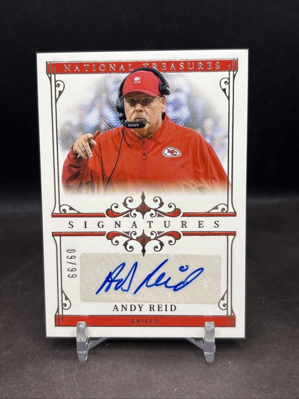 Andy Reid 2025 National Treasures Signatures AUTO SP 09/99 KC Chiefs TF1
