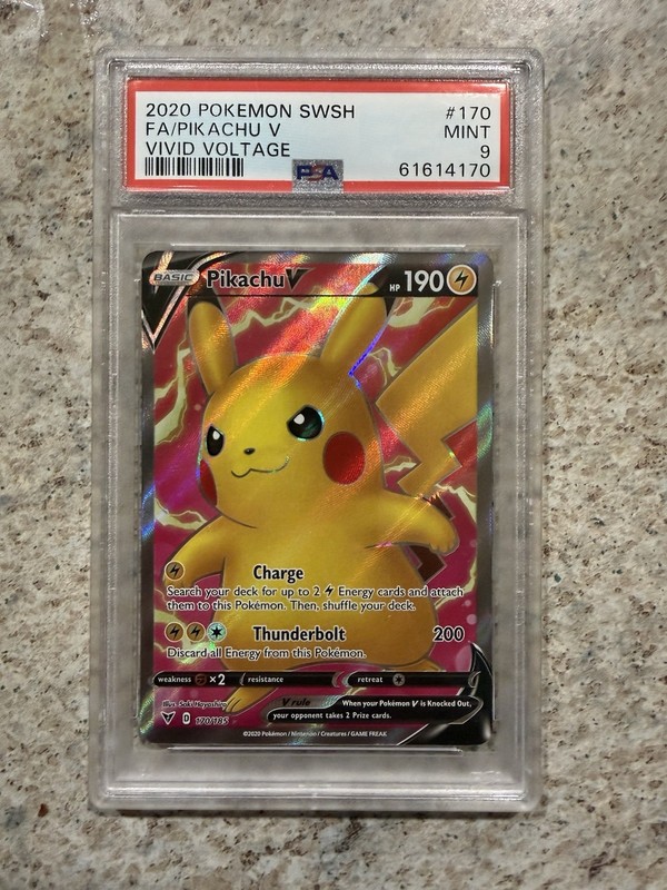 2020 POKEMON SWORD & SHIELD VIVID VOLTAGE #170 FA/PIKACHU V VIVID VOLTAGE PSA 9