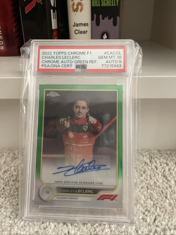 2022 Topps Chrome F1 Charles LeClerc Green Refractor Auto /99 PSA 10 Ferrari