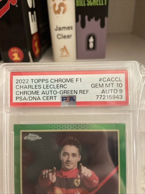 2022 Topps Chrome F1 Charles LeClerc Green Refractor Auto /99 PSA 10 Ferrari view 2