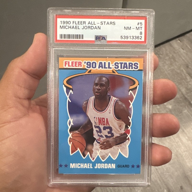 PSA 8 NM MINT 1990 FLEER ALL-STARS MICHAEL JORDAN #5 BULLS HOF GOAT 🔥🔥