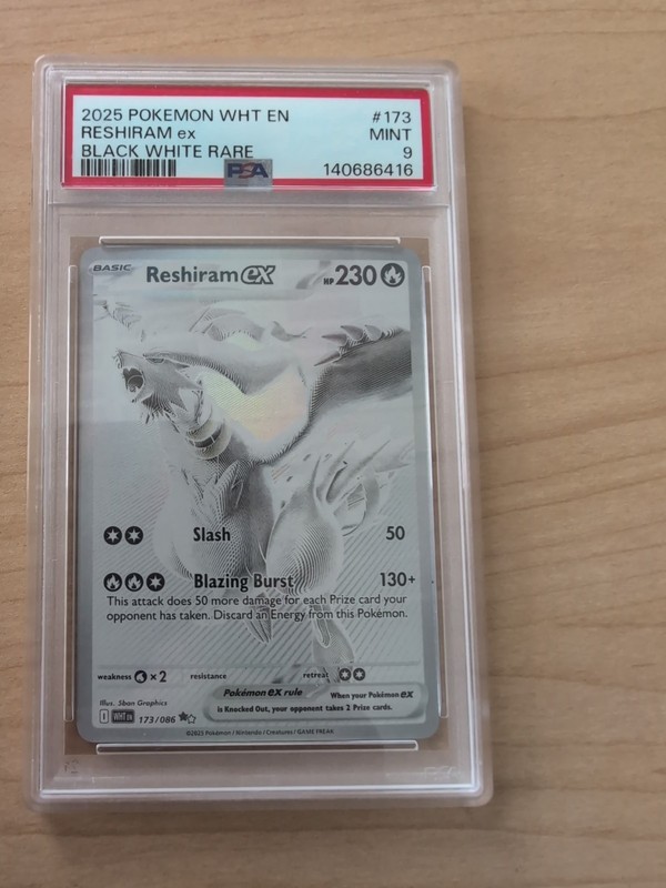 Pokemon 2025 Reshiram ex 173/086 Black White Rare White Flare English PSA 9