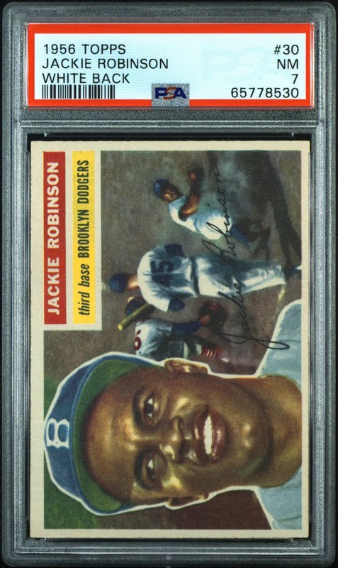 1956 Topps Jackie Robinson #30 White Back PSA 7