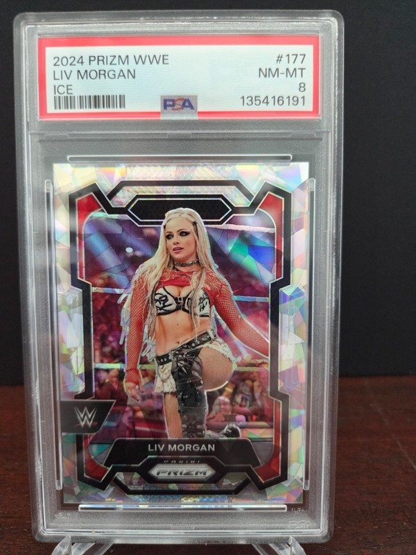 2024 PANINI PRIZM WWE ICE #177 LIV MORGAN PARALLEL WRESTLING CARD  PSA 8